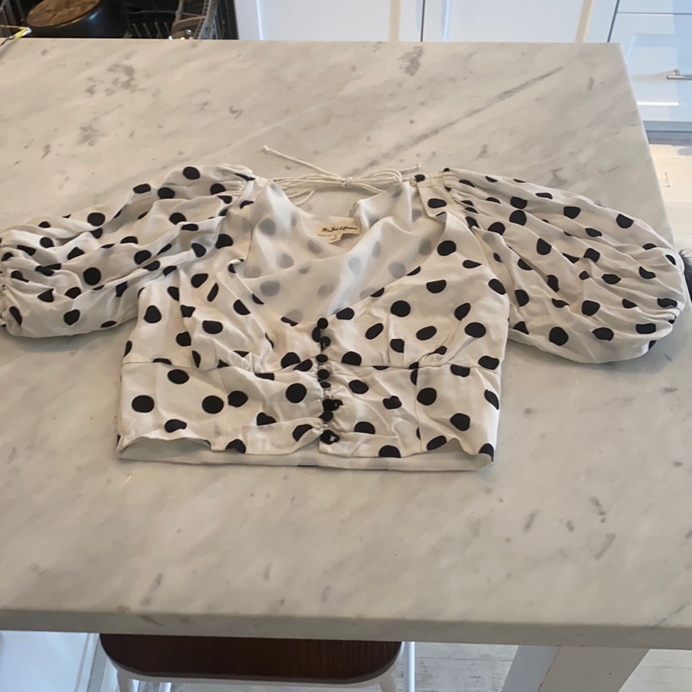 For Love and Lemons puff sleeve polka dot top